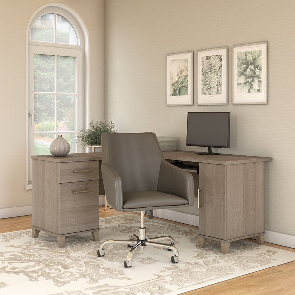 Ebern Designs Kirchoff Reversible LShaped Desk and Chair Set